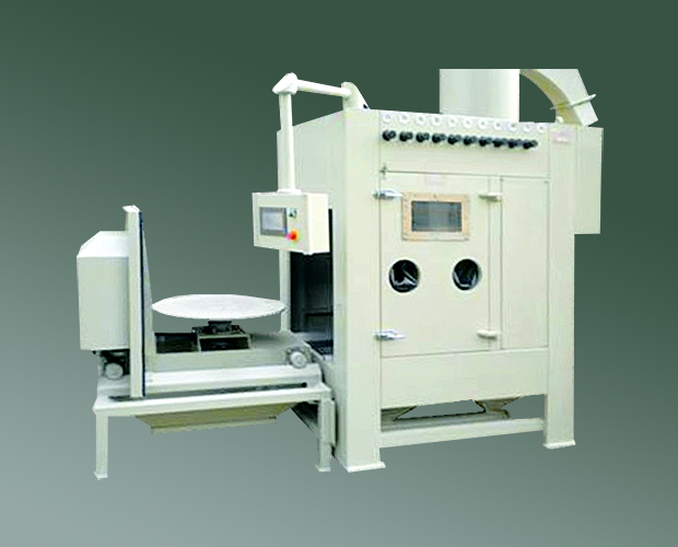 石英坩堝專用噴砂機(jī)，電動(dòng)轉(zhuǎn)臺(tái)自動(dòng)噴砂機(jī)